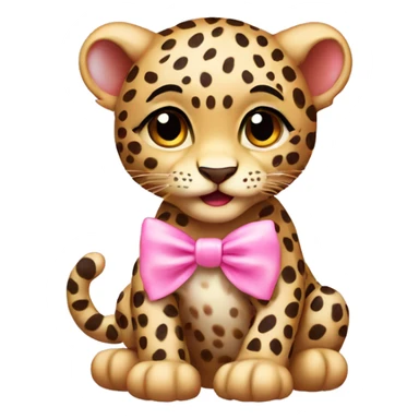 A baby leopard with a pink bow￼ sticker