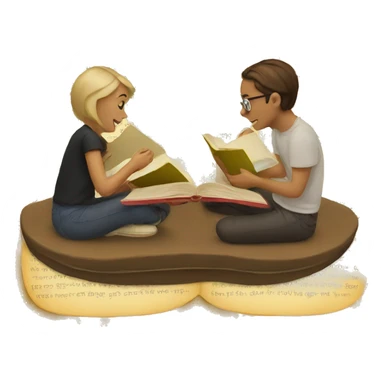 Two emojis reading a book sticker