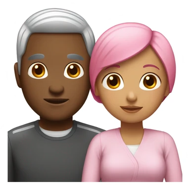 Black man and asian woman with pink hair couple sticker