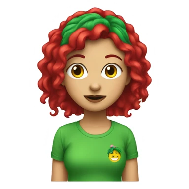 Mädchen mit grünen Haaren und rotem T-Shirt sticker