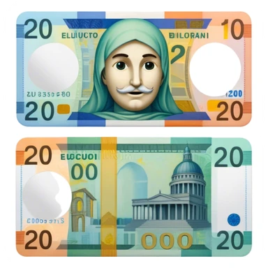 20 euros billet without a face in the middle sticker