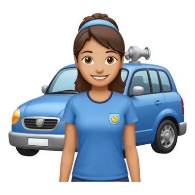 car washer woman with car  sticker