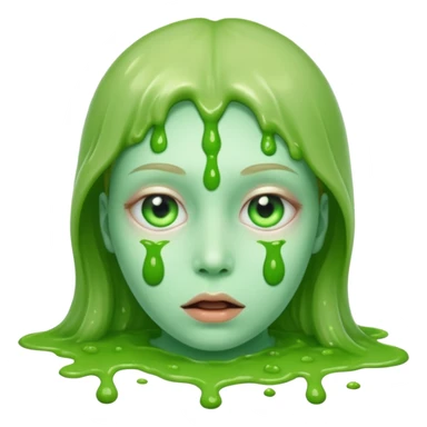 Teaching green slime creepy face and glowing white eyes sticker