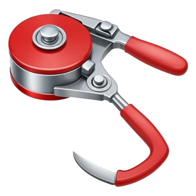 kitchen can opener tool with red handle and metal cutting wheel sticker