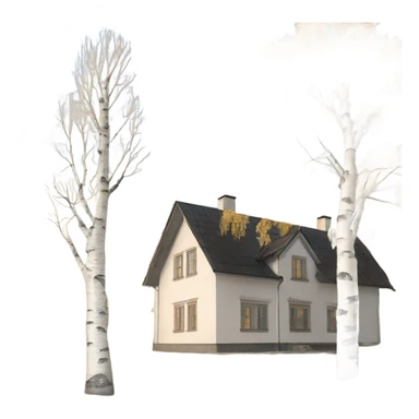 birch trees next to swedish villa sticker
