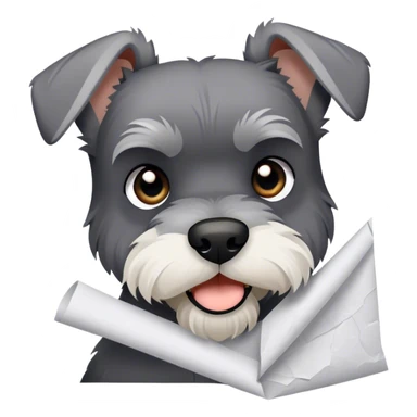 Schnauzer tearing up paper  sticker
