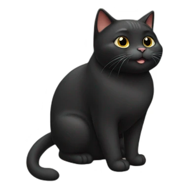 happy black fat cat sticker