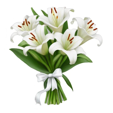 A bouquet of lillies with a white little bow￼ sticker