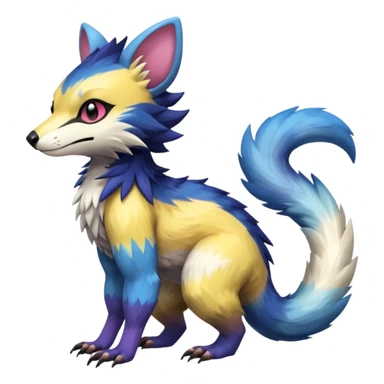 Colorful Gradient-colored Trico-Sergal-Furret-Wolverine-Vernid-fusion-Fakemon-animal-hybrid-creature, full body sticker