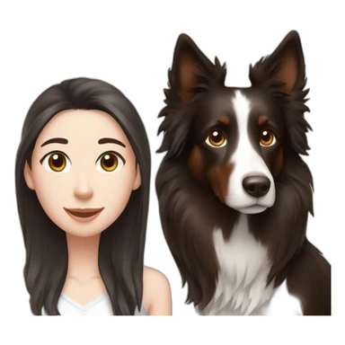 black border collie and woman with long brown hair sticker