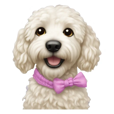 White mini golden doodle with scrunchie toy sticker