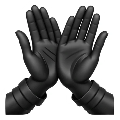Minimal emoji, abstract praying hands simplified into solid black metal forms, subtle sacred reference, fashion avant-garde minimalism, no details, no glow, no neon, flat emoji style, centered, transparent background sticker