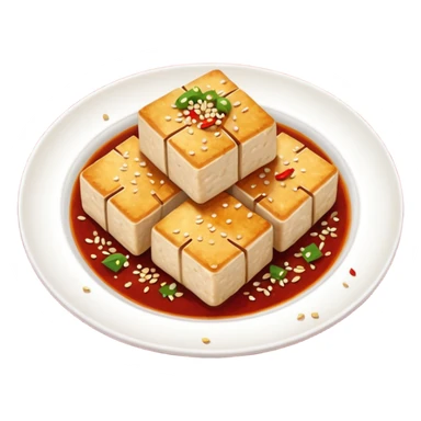 fried tofu with chili on the side of the plate sticker