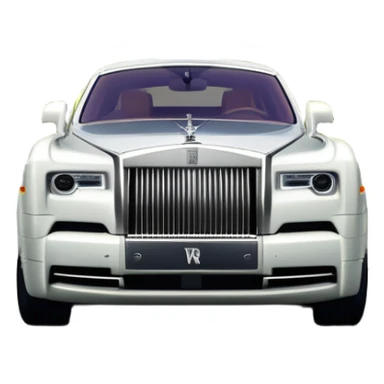 Rolls-Royce Phantom (2022) – cinematic-realistic Rolls-Royce Phantom emoji, its polished silver frame glistening under the sun as it glides down a winding, tree-lined road. The iconic Spirit of Ecstasy hood ornament stands proudly, the V12 engine hums silently  sticker