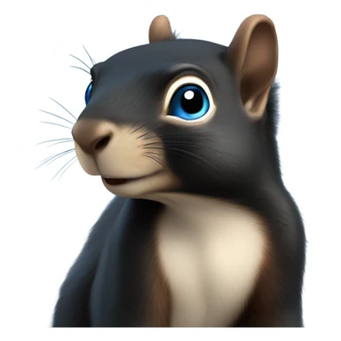 Black squirrel with blue eyes looking back sticker