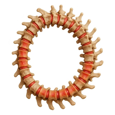 SPINA DORSALE ANATOMICA UMANA REALISTICA infiammata CHIUSA A CERCHIO, iperrealistica 4k, non disegnata sticker