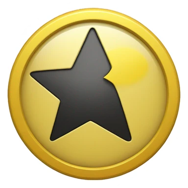 generate a yellow round coin with darker tinted yellow borders and a black star inside sticker