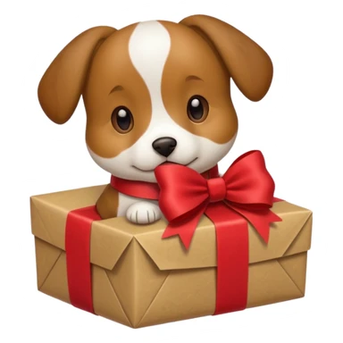 Dog in wrapped paper new yaer  sticker