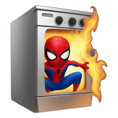 Spiderman in furnace  sticker