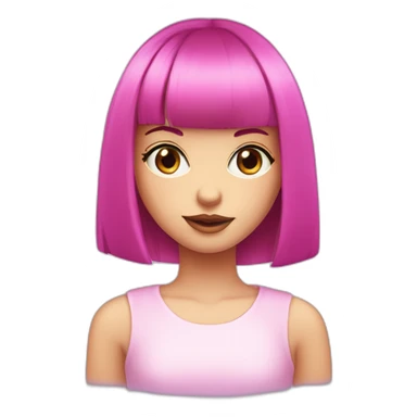 young girl, PURPLE eyes, hot pink bob haircut with bangs, fair skin sticker