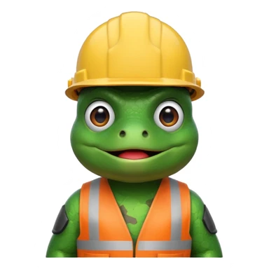 bufo (the meme frog) with construction helmet, emoji style please sticker