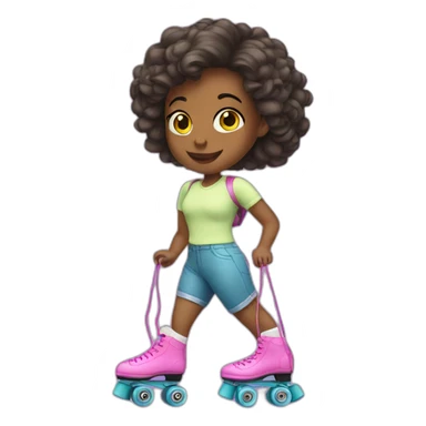 Girl with roller skates sticker
