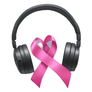 Headphones with pink ribbon sticker