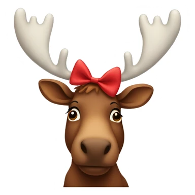 A moose wearing a red hair bow sticker