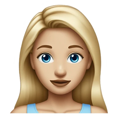 dark blonde girl with long hair and blue eyes wearing a light blue cropped top sticker
