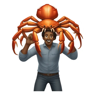 Man fighting with a crab  sticker