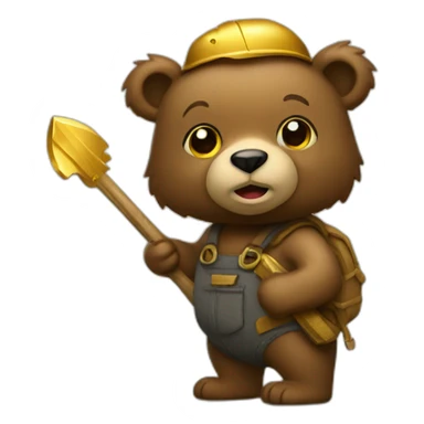 bear with gold mining pick sticker