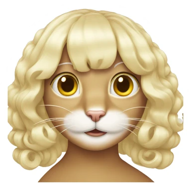 cat wearing a long flowing wig sticker