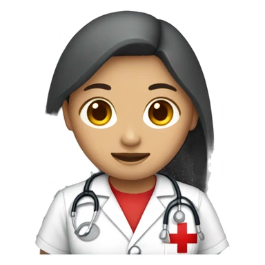 Mid 30 long hair Filipina Nurse with red scrubs sticker
