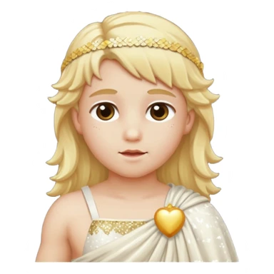 Cupid from Roman Deities with long blonde hair, cream sequin toga sticker