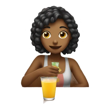 girl enjoying a drink sticker