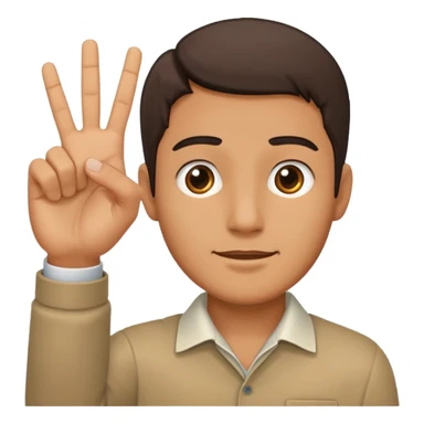 Guy holding his hand up mid way saying 6 u sticker