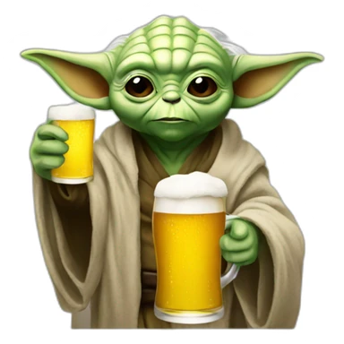 Yoda drinking a beer sticker