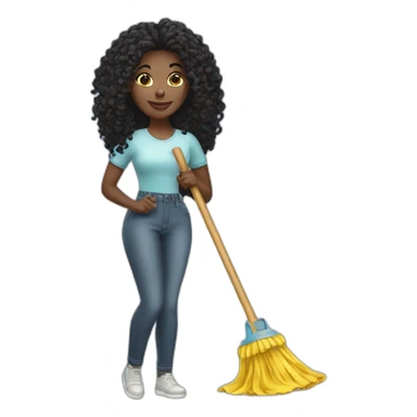 pretty black woman holding a mop sticker