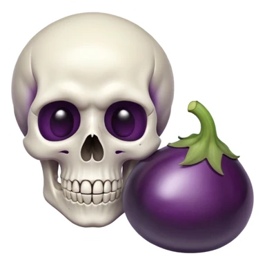 A skull and an eggplant sticker