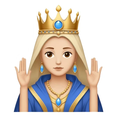 High Priestess tarot card with moon crown, blue robes, minimalist iPhone emoji style sticker