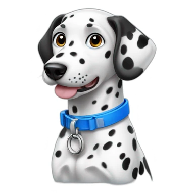 Playful Dalmatian with a blue collar sticker