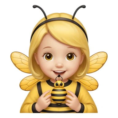 baby girl with pacifier dressed as a bee sticker