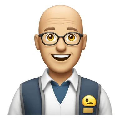 a bald friendly man who is welcoming in his mid 50s for a travel tour guide company logo sticker