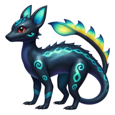 Colorful Iridescent Exotic Salandit-Aurorus-Umbreon-Fakémon-hybrid-creature (full body)  sticker