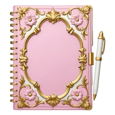 Notebook rococo style, gold and pink and white sticker