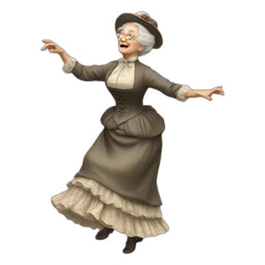 Old Lady Victorian Dancing 3 sticker