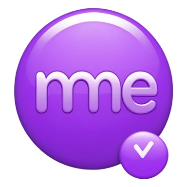 3D text that spells "me" in a shiny purple font sticker sticker