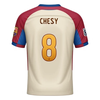 buat custom barcelona hanya bajunya saja dan menghadap belakang nama chessy dan nomor punggung 8 menghadap belakang sticker