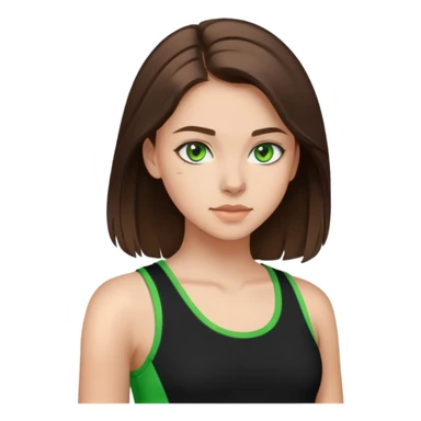 Teen girl, brunette, green eyes, and black tank top  sticker
