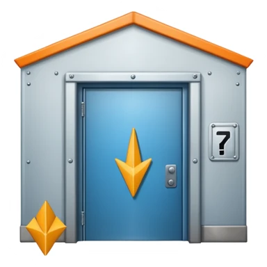 modern warehouse with an arrow that points in through te door sticker